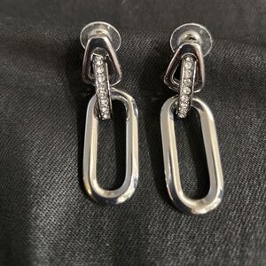 NWOT. WHBM  Silver and Crystal Dangle Earrings